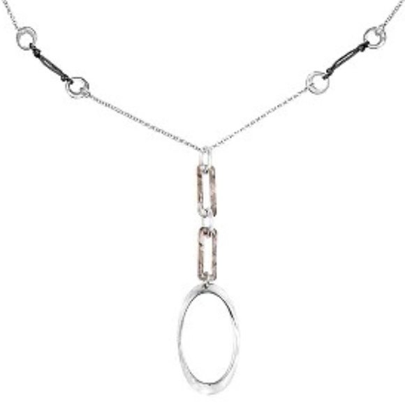 BELLA UNO Modern Geometric Silver Metal/Tortoise Pendant Necklace**NEW! - Picture 6 of 6